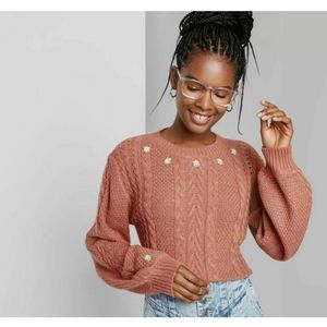 Wild Fable Sweater w Flower Embroidery Size M